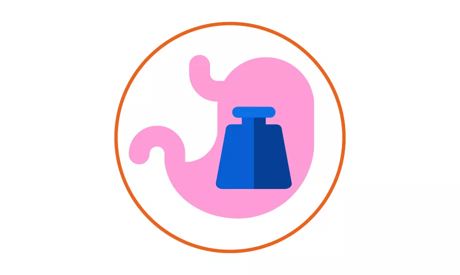 L'un des symptômes de la dyspepsie est la plénitude postprandiale : « J’ai l’impression d’avoir un poids dans l’estomac. »